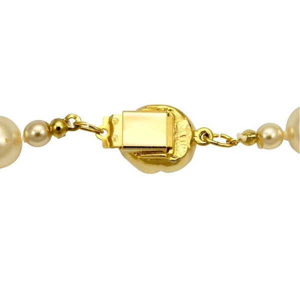 Cream Glass Pearl Necklace with Gold Plated Clasp