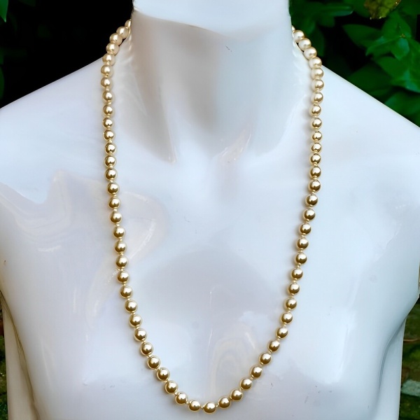 Cream Glass Pearl Necklace with Gold Plated Clasp