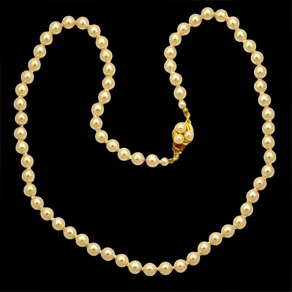 Cream Glass Pearl Necklace with Gold Plated Clasp