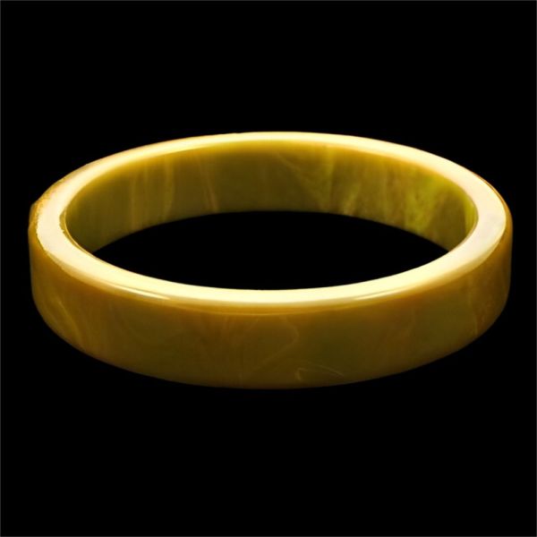 Marbled Mustard Yellow Bakelite Bangle Bracelet