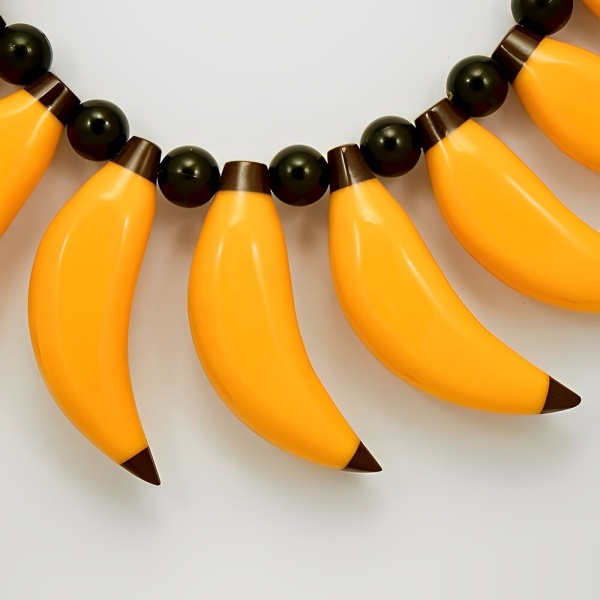 Marion Godart Plastic Bananas and Black Bead Necklace