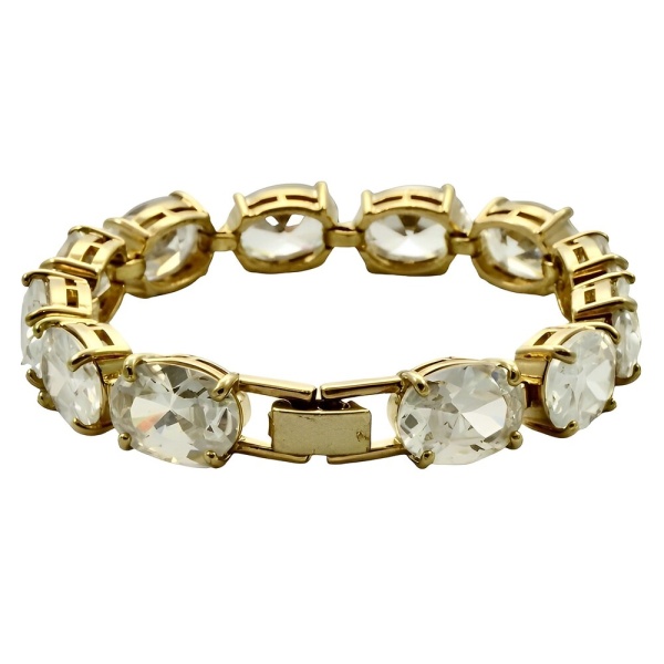 Monet Gold Plated and Rhinestone Link Bracelet