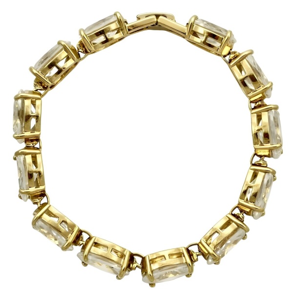 Monet Gold Plated and Rhinestone Link Bracelet