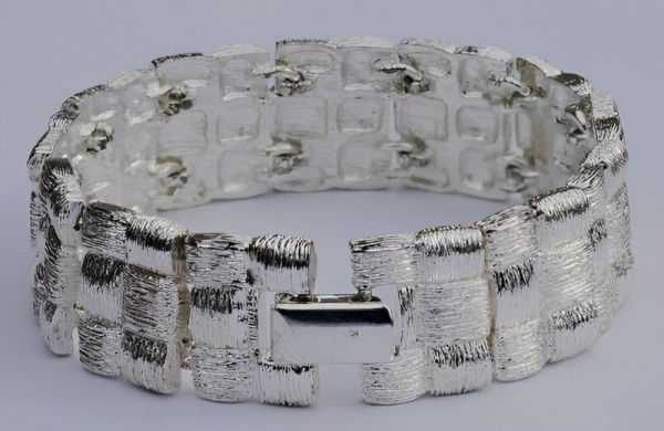 Napier Vintage Silver Tone Textured Weave Link Bracelet