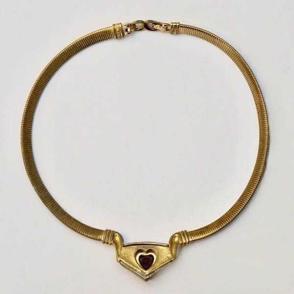 Nina Ricci Gold Plated Necklace with Red Heart