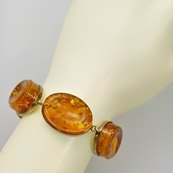 Amber Bracelet Set in Gold Vermeil on Sterling Silver