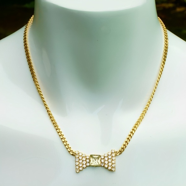 Pierre Cardin Rhinestone Bow Necklace circa 1980s