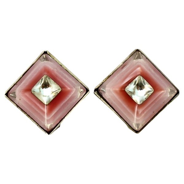 Pierre Cardin Paris Clip On Pink Plastic Earrings