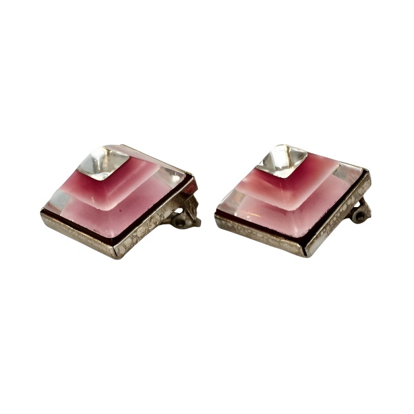 Pierre Cardin Paris Clip On Pink Plastic Earrings