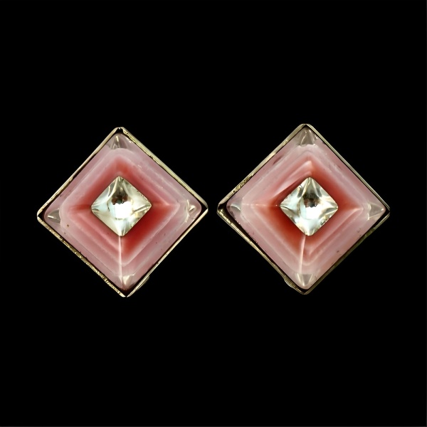 Pierre Cardin Paris Clip On Pink Plastic Earrings