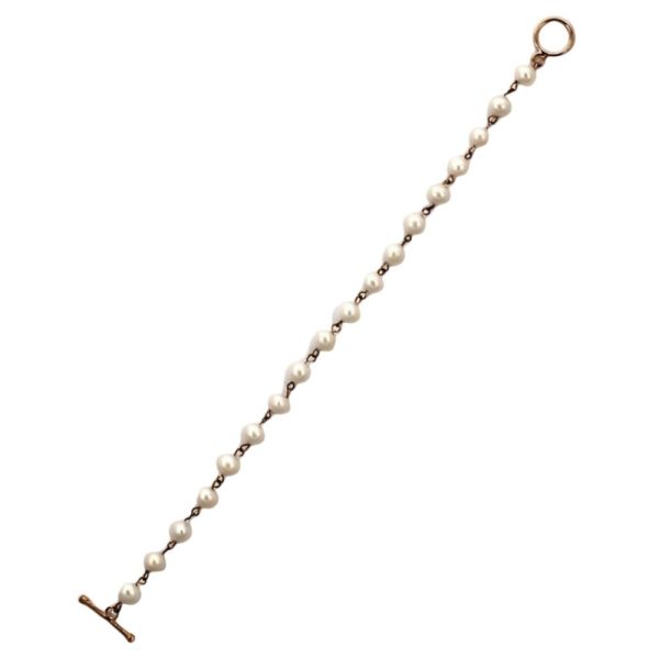 Rose Gold Plated and Freshwater Pearl Chain Link Bracelet