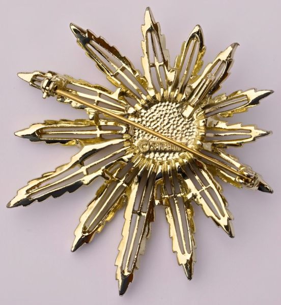 Sarah Coventry Pale Gold Tone Starburst Flower Brooch, 1960s