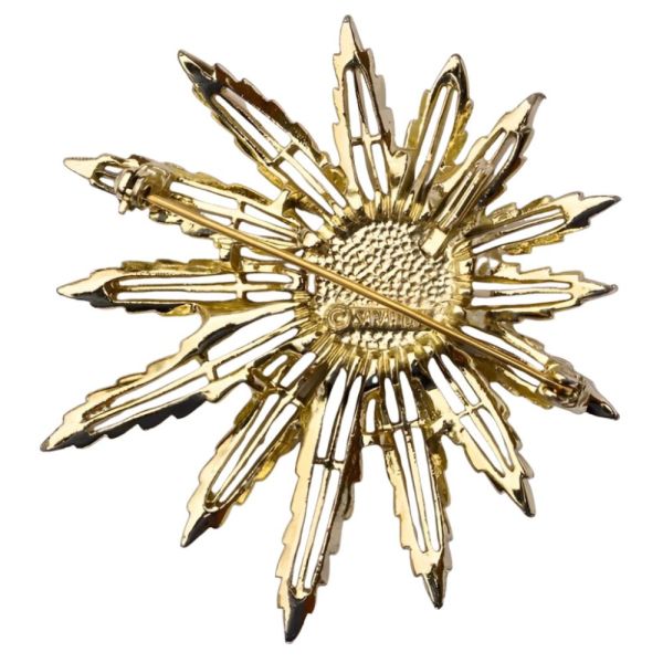 Sarah Coventry Pale Gold Tone Starburst Flower Brooch, 1960s