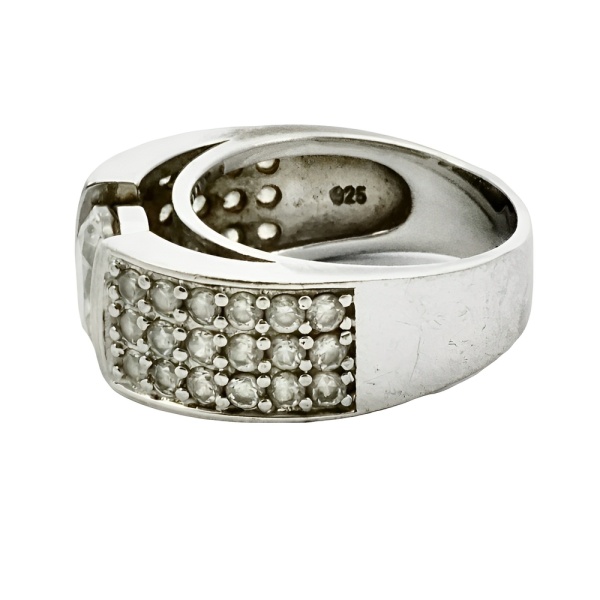 Silver Diamonique Cubic Zirconia Ring Pav Shoulders