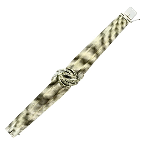 Silver Mesh Bracelet with a Swirl Marcasite Design