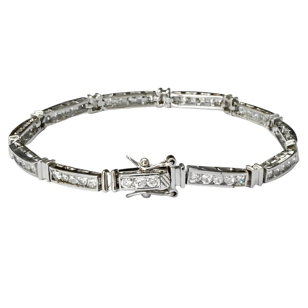 Silver Plated and Clear Rhinestone Bracelet circa 1980s