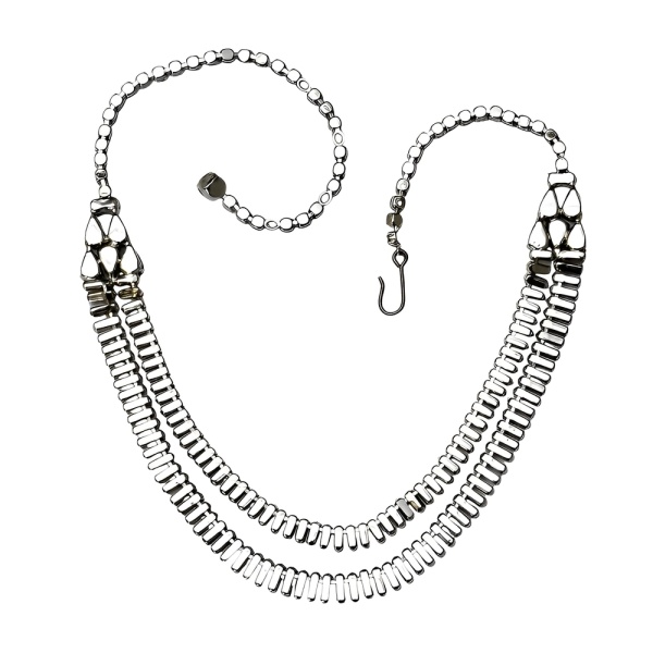 Silver Plated Baguette Rhinestone Necklace circa 1950s