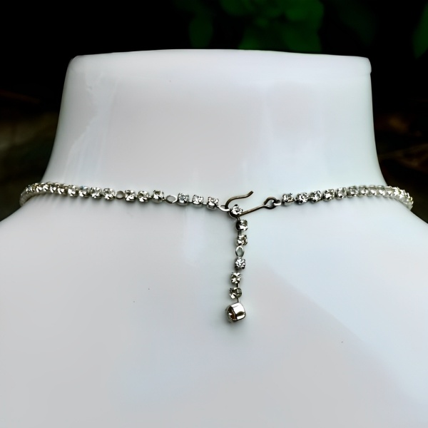 Silver Plated Baguette Rhinestone Necklace circa 1950s