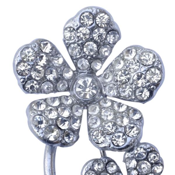 Silver Tone and Diamante Flower Brooch circa 1930s