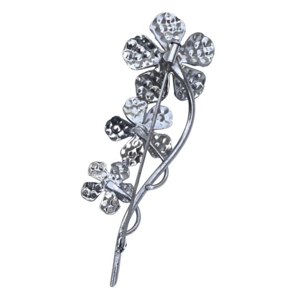 Silver Tone and Diamante Flower Brooch circa 1930s