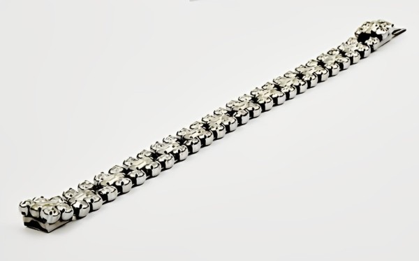 Silver Tone and Rhinestones Bracelet circa 1950s