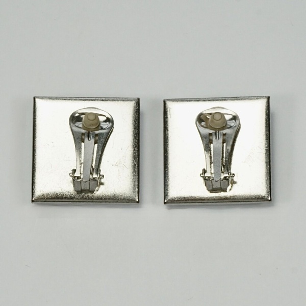 Silver Tone Faceted Glass Clip On Earrings circa 1960s