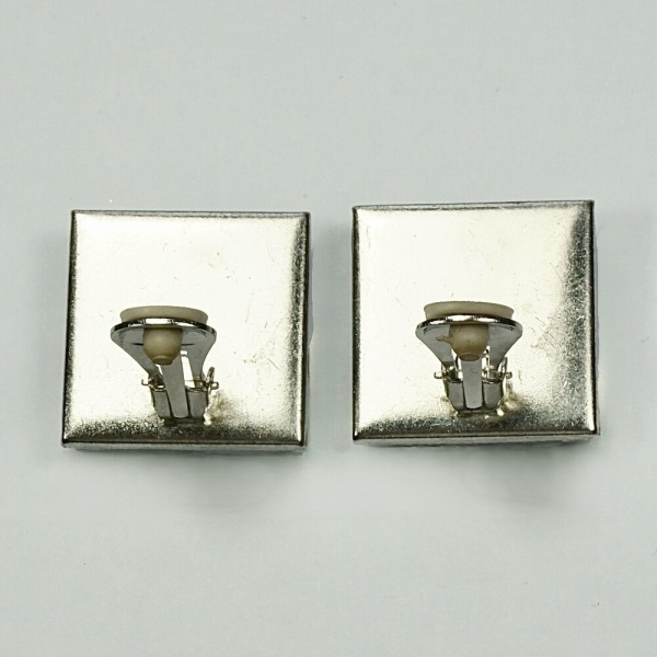 Silver Tone Faceted Glass Clip On Earrings circa 1960s