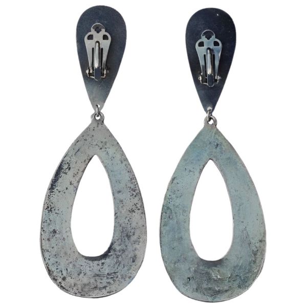 Spanish SIlver Tone and Glass Drop Statement Earrings