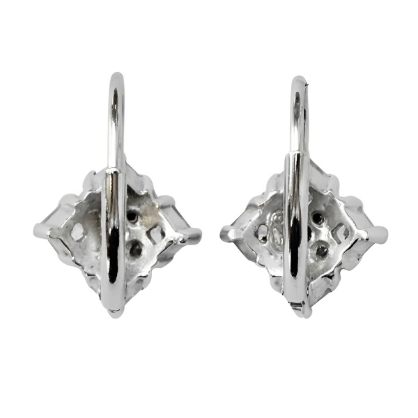 Sterling Silver and Rhinestone Lever Back Earrings