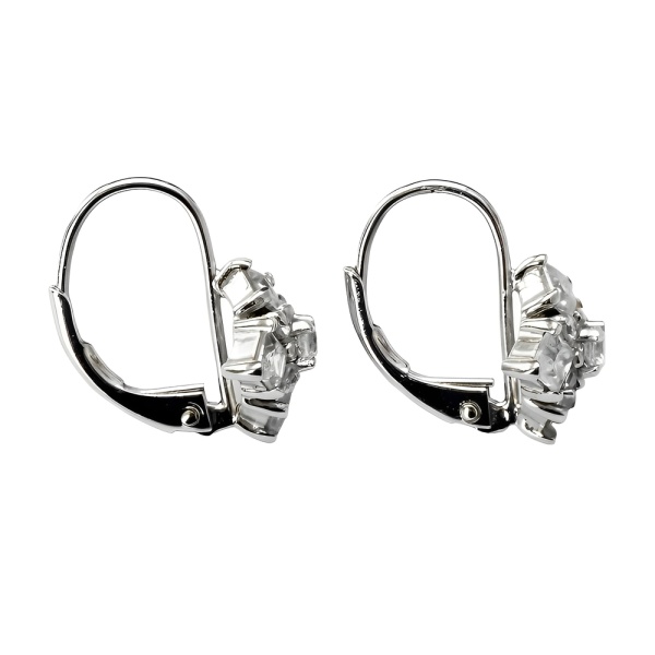 Sterling Silver and Rhinestone Lever Back Earrings