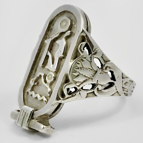 Sterling Silver Egyptian Revival Pharaonic Cartouche Ring
