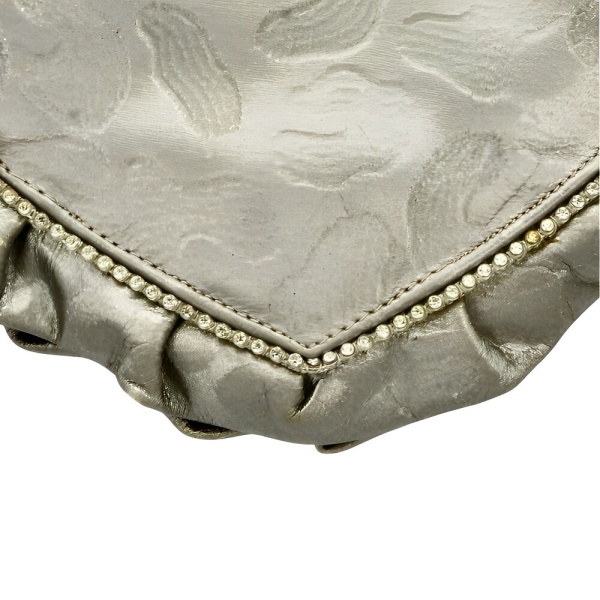 Stuart Weitzman Silver Grey Leather Bag with Rhinestones