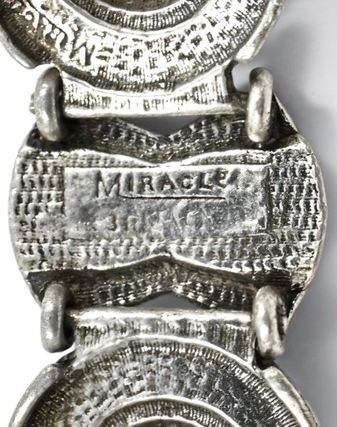 Miracle Britain Silver Tone Faux Agate Link Bracelet circa 1960s