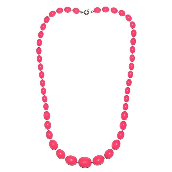 Vintage Dark Pink Plastic Bead Necklace