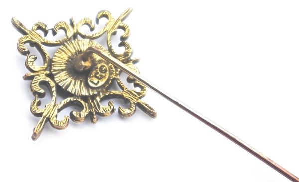 Vintage Gold Tone and Carnelian Glass Stick Pin