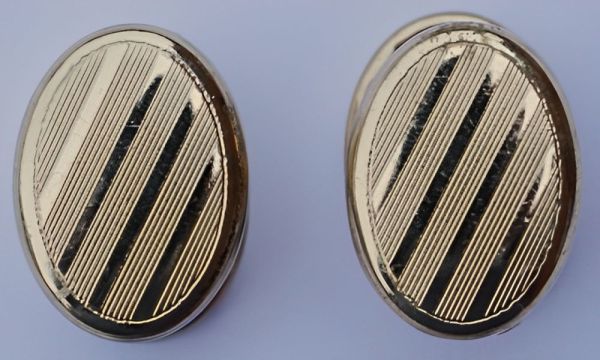 Vintage Oval Gold Plated Striped Cufflinks circa 1930s