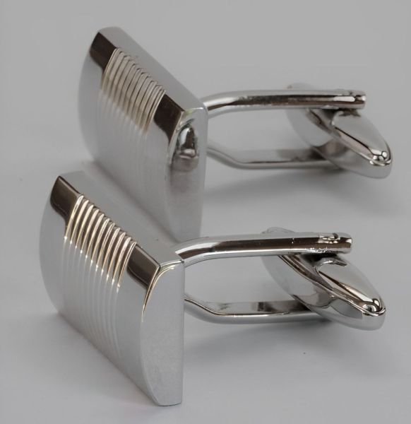 Vintage Rectangular Silver Tone Cufflinks