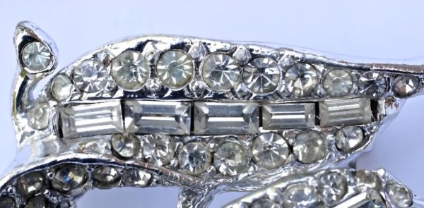 Vintage Silver Tone and Diamante Brooch by Hollywood